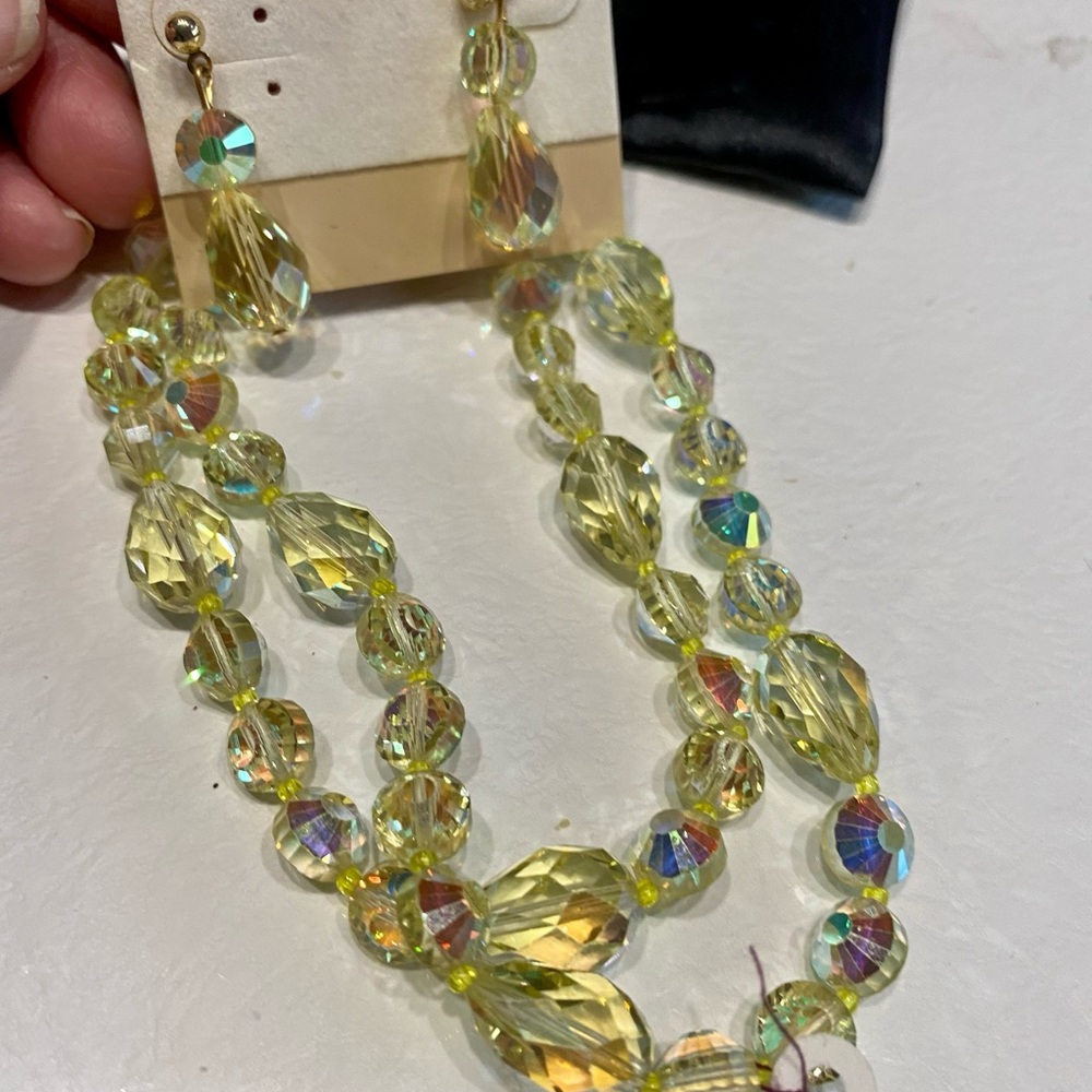 Vintage 2 Pc Neck-EarSwarovski Yellow Crystal